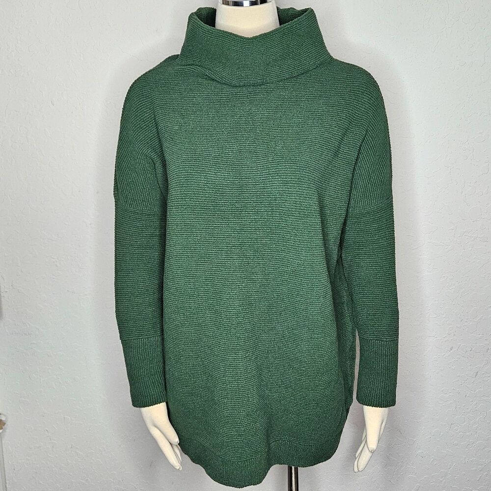 Free People Green Cowl Neck Oversized Sweater Cotton Blend‎ Long Sleeve XS NWOT